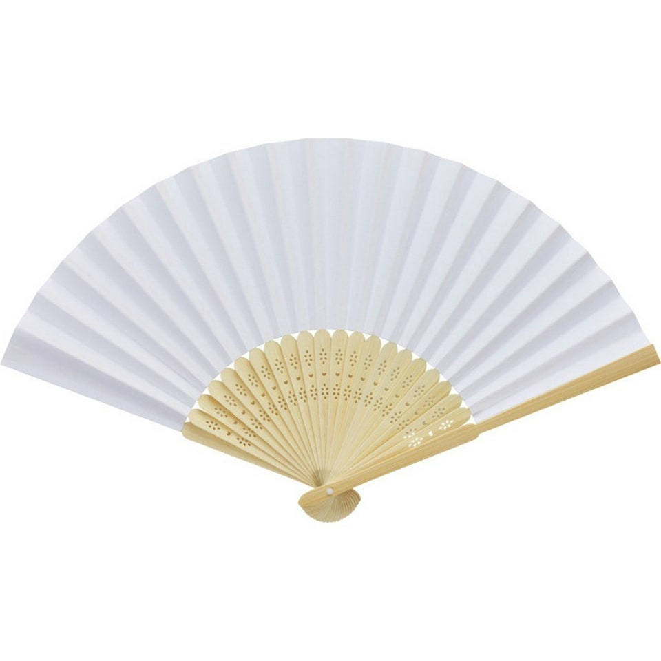 image 1 of Carmen Bamboo Handheld Fan - White - One Size