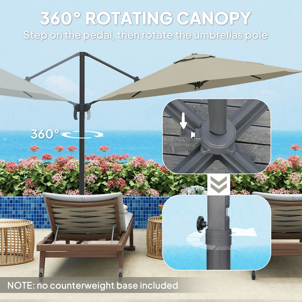 image 1 of Outsunny 3 x 3(m) Cantilever Parasol Garden Umbrella with Base Light Grey Grey | Light Grey
