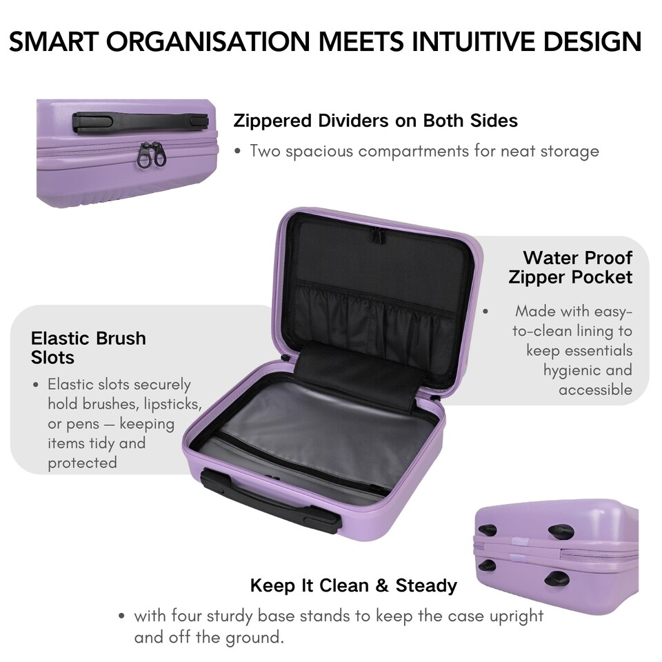 image 1 of 2 Piece Hard Shell Luggage Suitcase Set | Strap On Vanity Case + 20’ inch Small Cabin Suitcase
