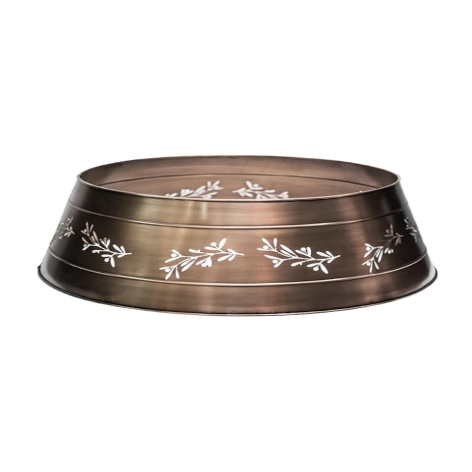 image 1 of Cut Out Mistletoe Tree Skirt - Iron - L25 x W67 x H67 cm - Bronze