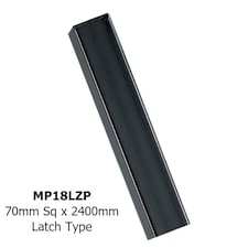Square Flat Top Concrete-In Posts, Latch - Solid Steel - L70 x W70 x H2400 mm - Electro Galvanised/Black Powder Coated Black