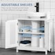image 5 of kleankin Bathroom Pedestal Under Sink Cabinet with Storage Shelf White White | White
