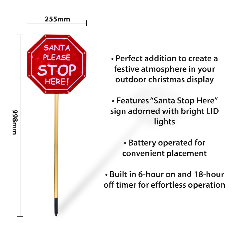 image 1 of Outdoor LED Santa Stop Here Sign, Inc Timer