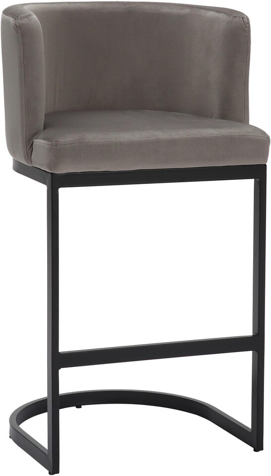 image 1 of Velino Velvet Kitchen Bar Stools, Matt Black Cantilever Frame, Seat With Backrest, Breakfast & Home Bar Stool - Grey