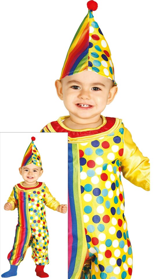 image 1 of Fancy Dress Child Multi Onesie Clown Costume - 12-18 m