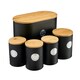 image 1 of Cooks Professional 5 Piece Ribbed Tea, Coffee, Sugar, Biscuit & Bread Cannisters with Bamboo Lids