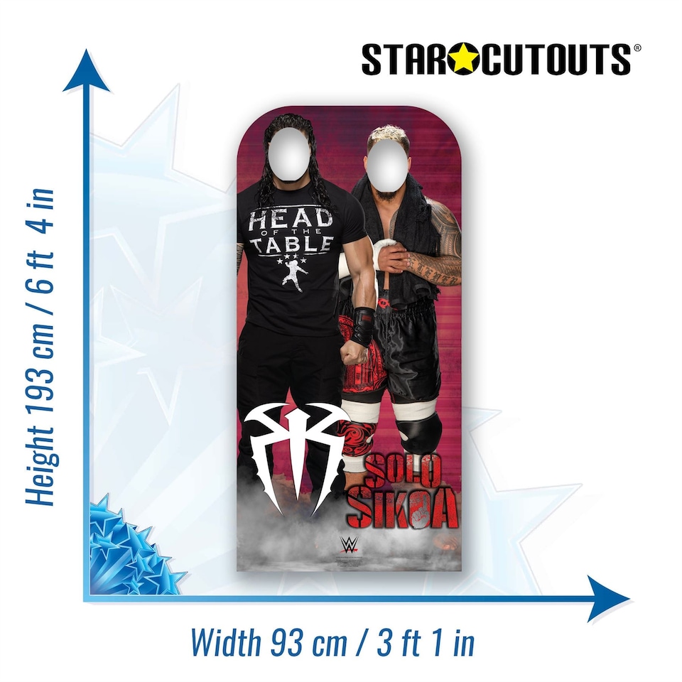 image 1 of Roman Reigns and Solo Sikoa WWE Stand In Cardboard Cutout 193cm