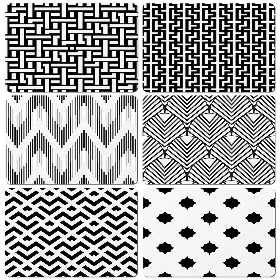 image 1 of Geometric Black & White Collection (Placemat & Coaster Set)