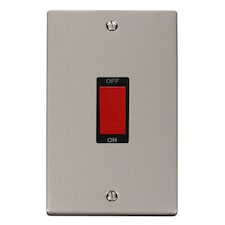 SE HOME Pearl Nickel 2 Gang Size 45A Switch | Silver | Pearl Nickel