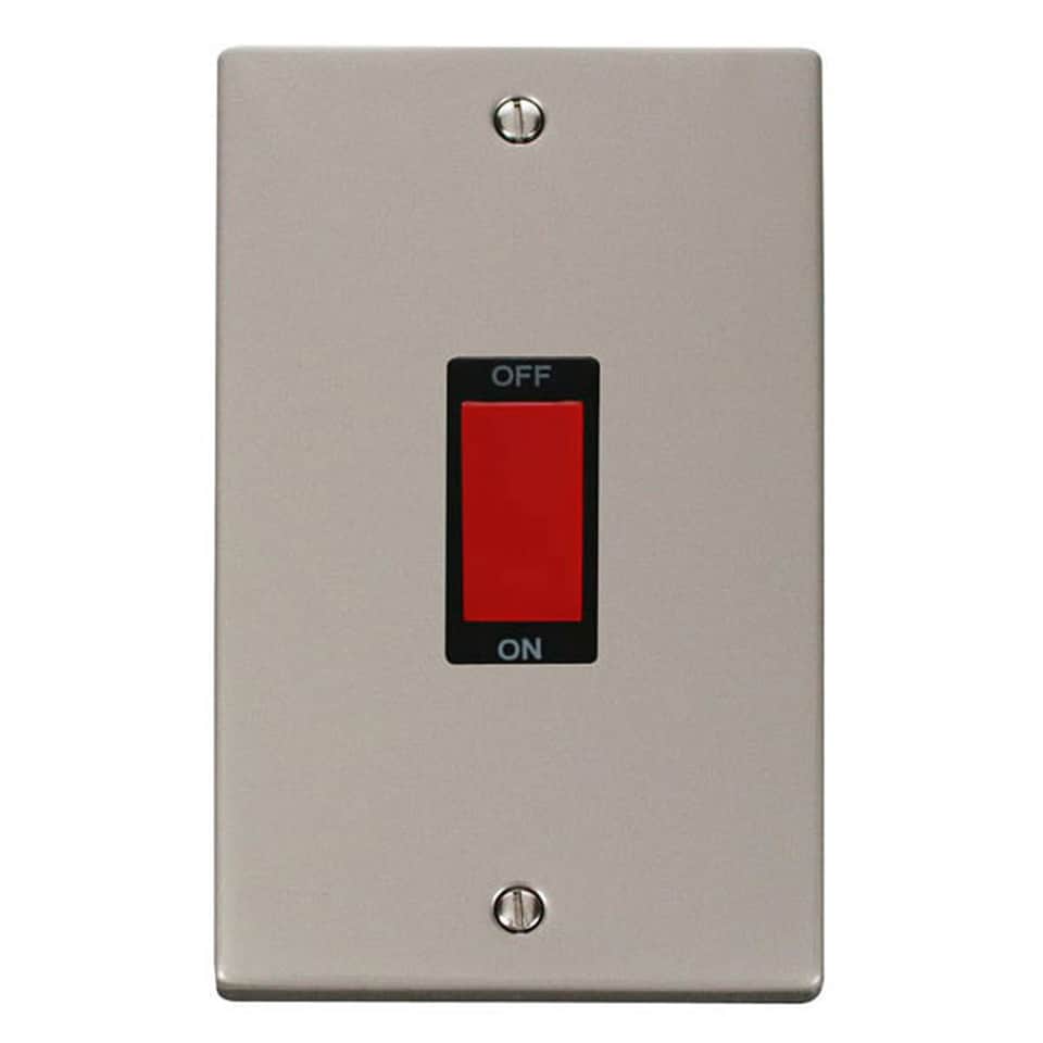 SE HOME Pearl Nickel 2 Gang Size 45A Switch | Silver | Pearl Nickel