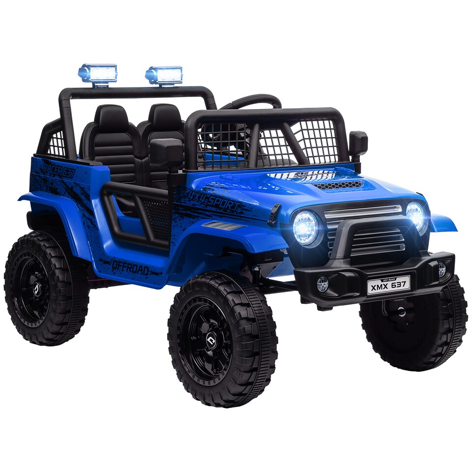 image 1 of AIYAPLAY Electric Car for Kids, 12V Kids Ride On Car with 4 Spring Suspension Wheels, Parental Remote Control, Music Horn LED Lights, Blue
