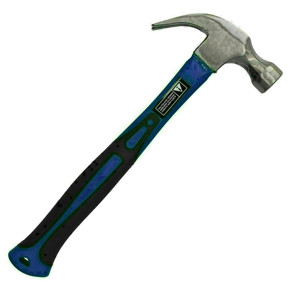 image 1 of Claw Hammer Fibreglass 16oz with TPR Handle Curved Rip Nail Steel Head