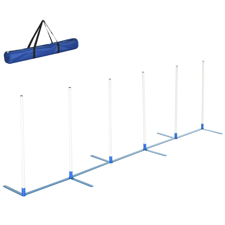 image 1 of PawHut Dog Weave Pole Set Agility Starter Kit Pet Outdoor Exercise Training Set