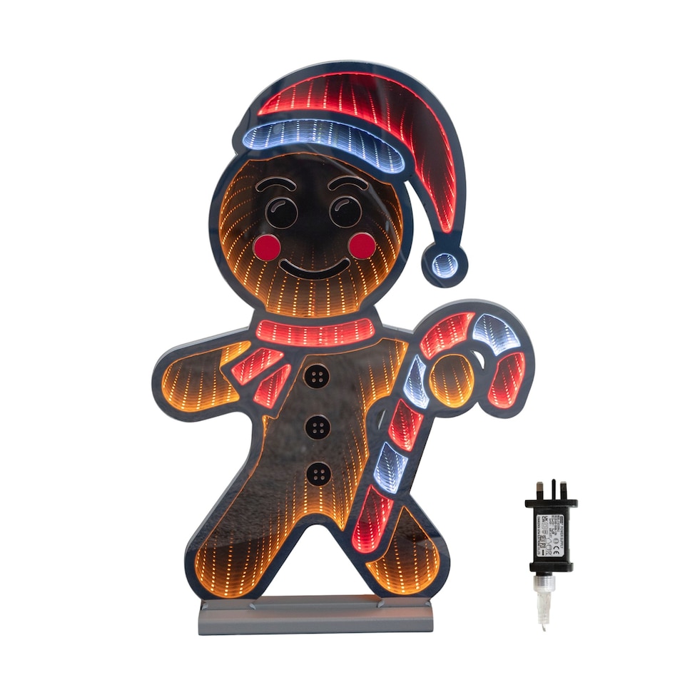 image 1 of 60cm Light up Gingerbread Man Infinity Christmas Decoration with LEDs