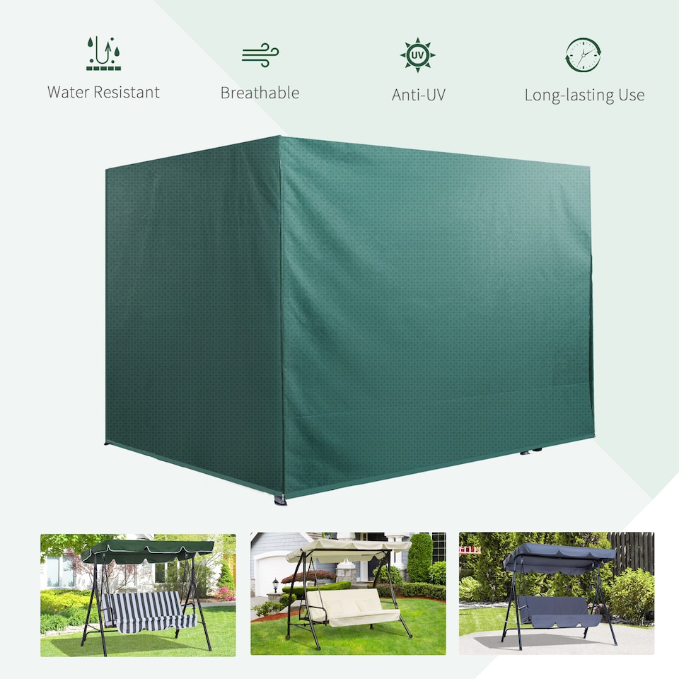 image 1 of Outsunny Patio Swing Chair Cover Garden Furniture Protector 215x155x150cm Green | Green | Dark Green