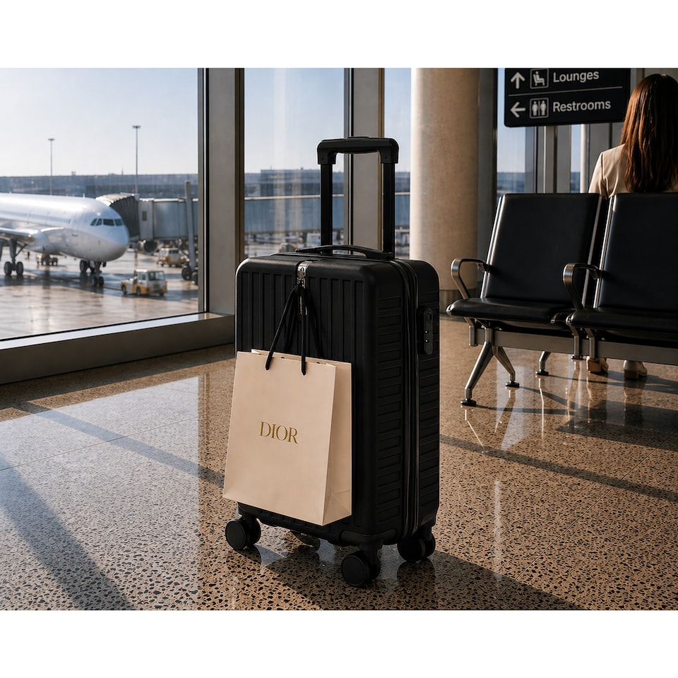 image 1 of Ezy Flo 20 Inch Cabin Hard Shell Suitcase Carry On Spinner Travel Luggage with Hook