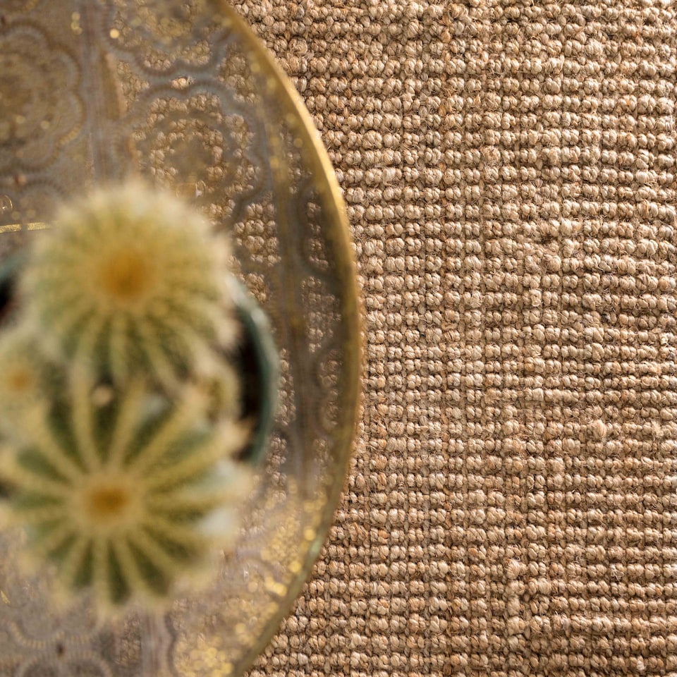 image 1 of KUKOON Handmade Boucle Area Rug Soft Pile Living Room Jute Plain 70cm x 240cm