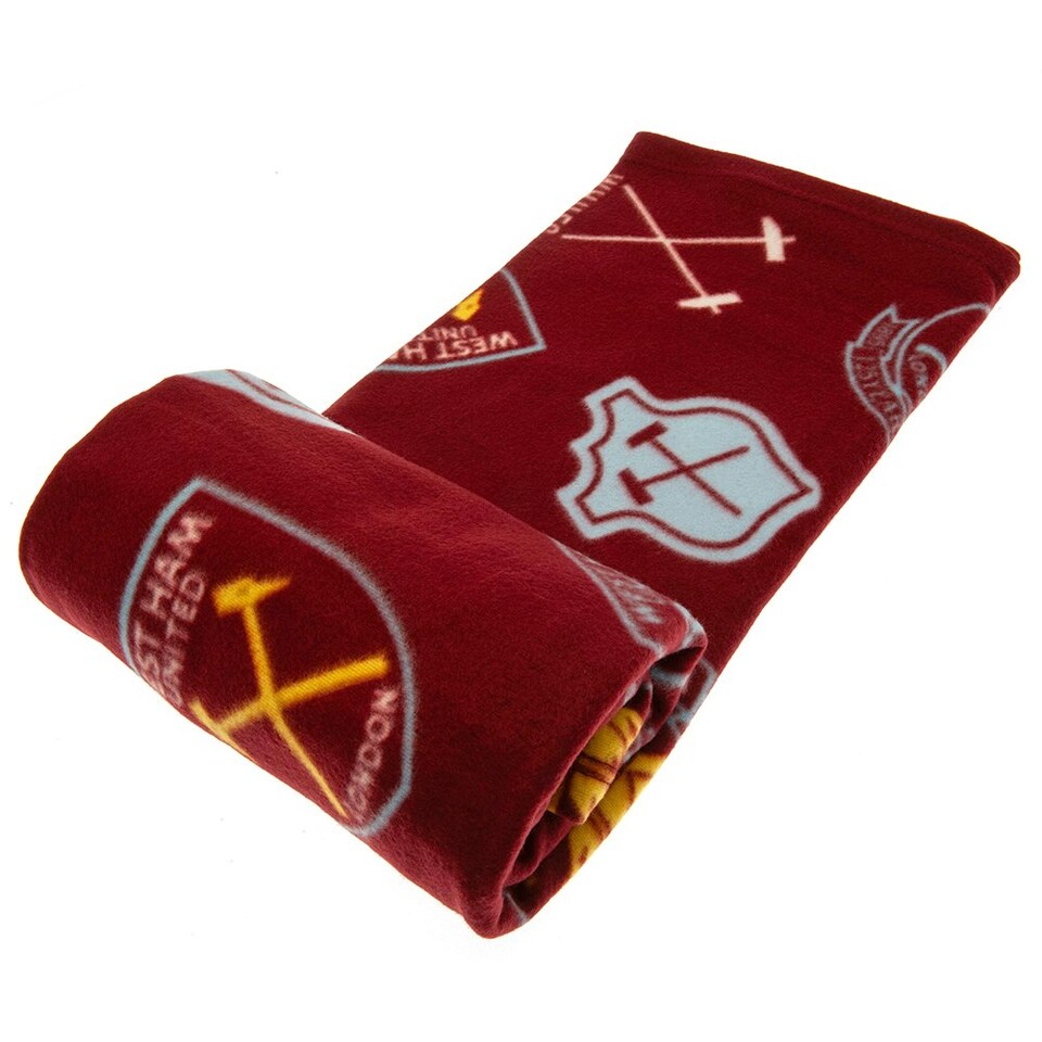 image 1 of West Ham United FC Fleece Blanket - Maroon/Blue/Yellow - One Size