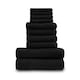 image 1 of VELVETIO 10 Piece Towel Bale Set Toronto Stripe Pattern - 100% Cotton, 450 GSM Black