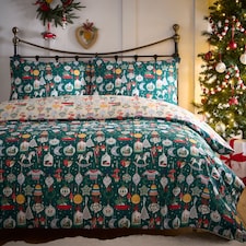 Fusion Christmas Ornaments Duvet Cover Set Green