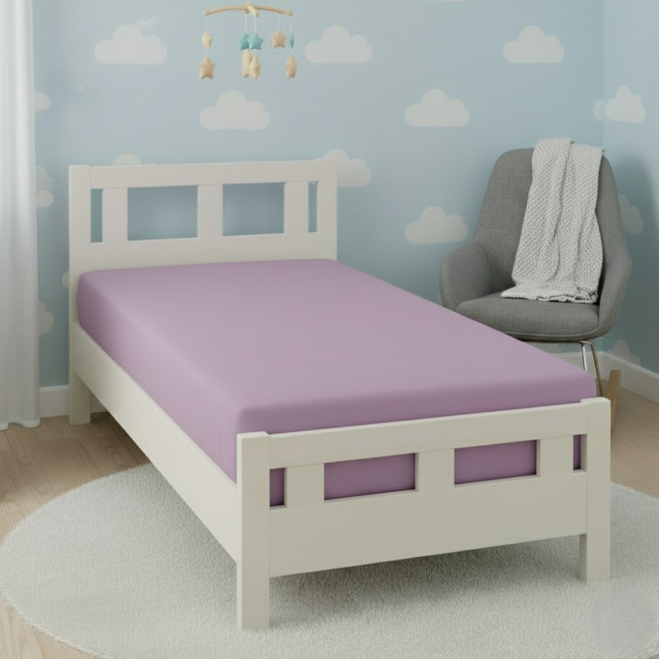 image 1 of Flannelette Cot Bed Fitted Sheet Soft Brushed Cotton Bedding Comfort | Purple | Lilac | Cot Bed