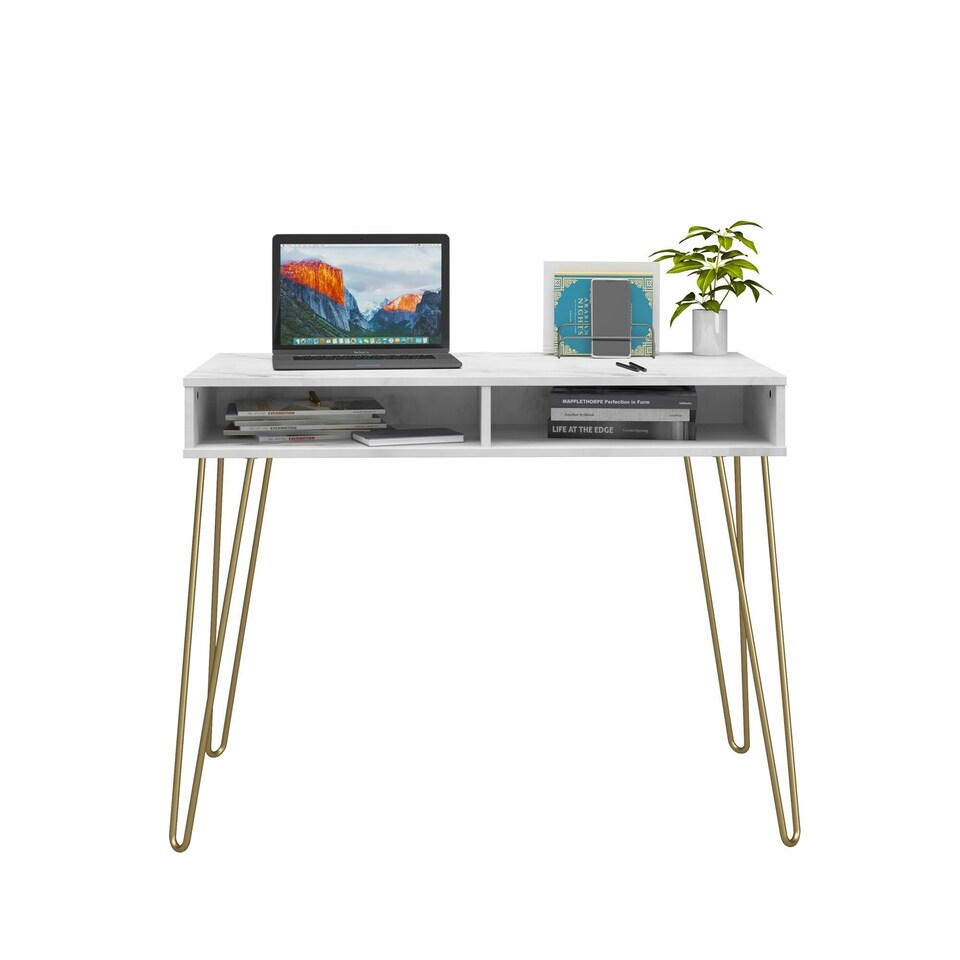 image 1 of Novogratz Athena Desk in White Marble