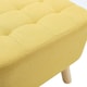 image 3 of Living and Home Linen Fabric Padded Footstool with Wooden Legs - Yellow