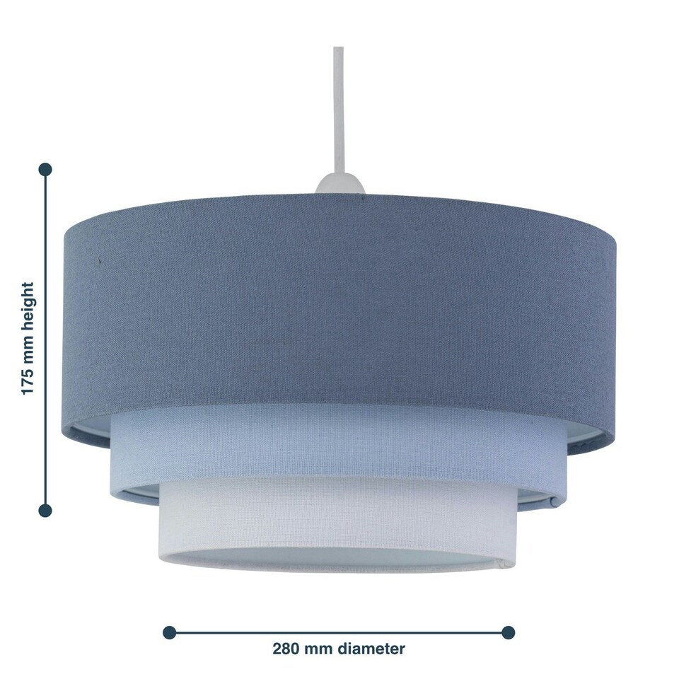 image 1 of First Choice Lighting Set of 2 Gabi Blue Ombre Linen 3 Tier Ceiling Light Shades Blue