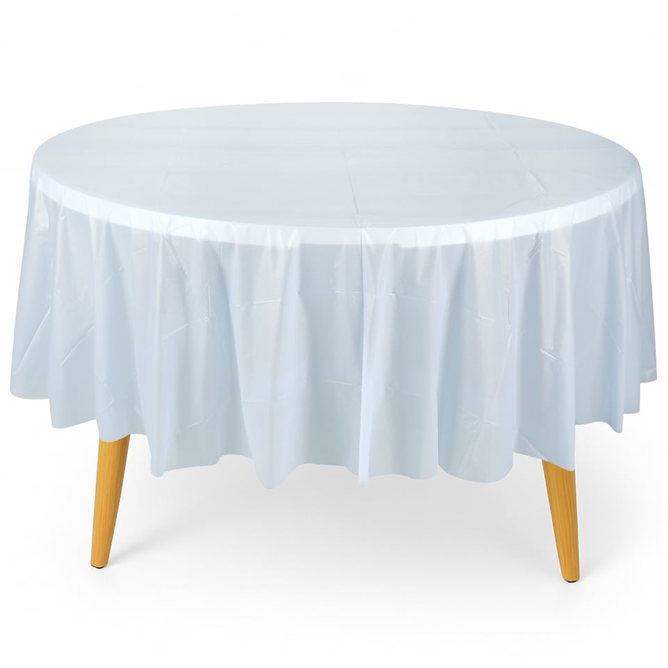 image 1 of Disposable Plastic Table Cover, Waterproof Tablecloth - 84 Inch
