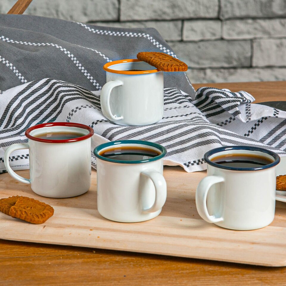image 1 of Argon Tableware White Enamel Espresso Cups - 130ml - 4 Colours | Multi | 4 Colours