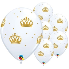 Gold Crowns Latex Helium Qualatex Balloons 28cm / 11 in - Pack of 6