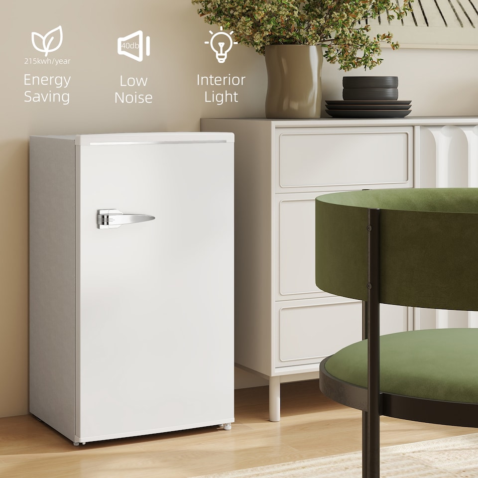 image 1 of HOMCOM 85L Freestanding Under Counter Fridge with Chiller Box, White | White