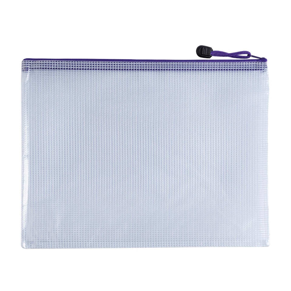 image 1 of Pack of 12 A5 Purple PVC Mesh Zip Bags