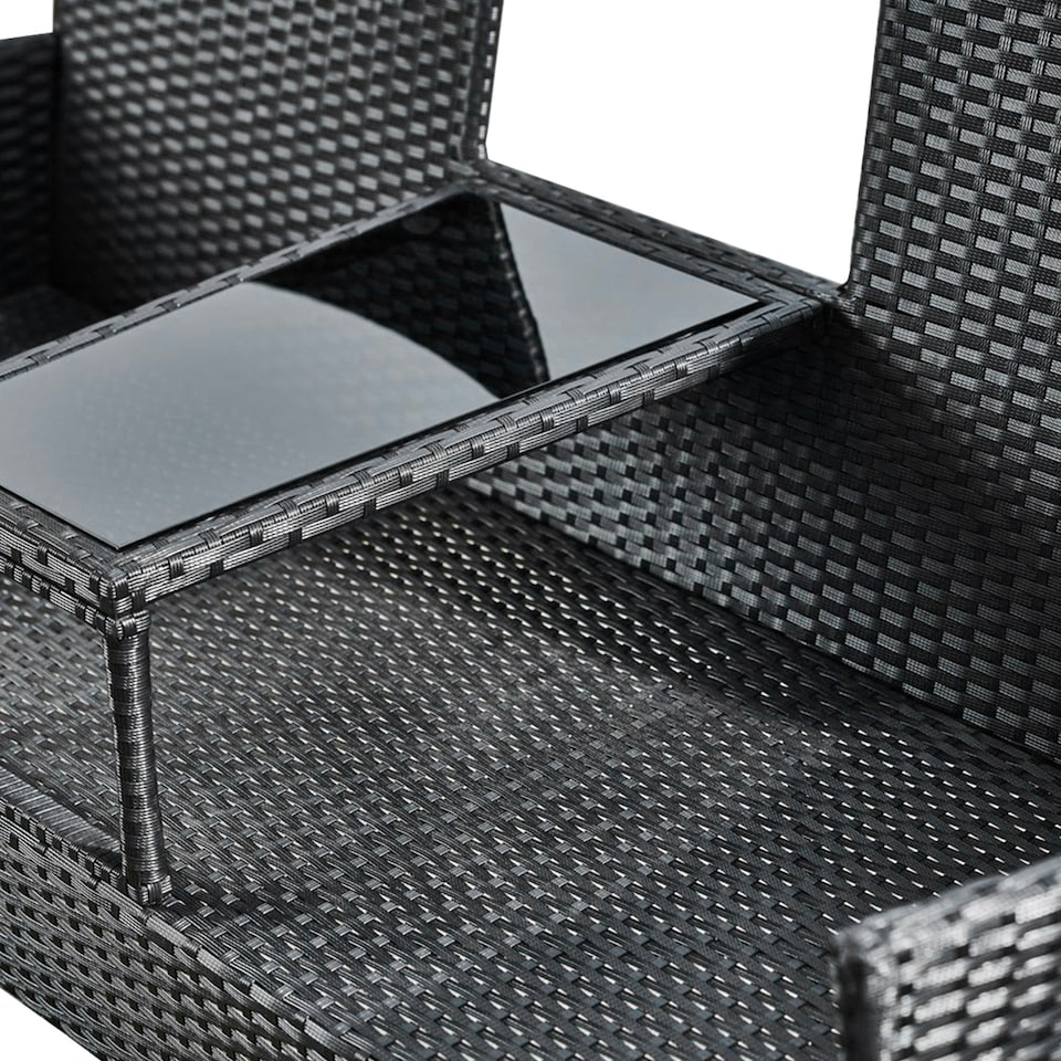 image 1 of Teamson Home Outdoor Patio Garden Furniture, Rattan Wicker Loveseat Bench