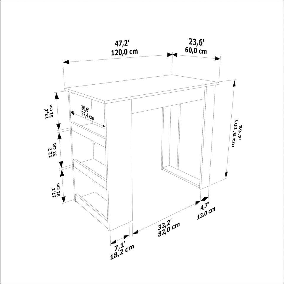image 1 of Decorotika Mado Kitchen Island - Bar Table