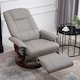 image 2 of HOMCOM 360 Swivel Recliner Chair with Footstool, Manual Recliner Armchair with Wooden Base, PU Leather Upholstered Reclining Chair for Living Room, Bedroom, Office, Grey