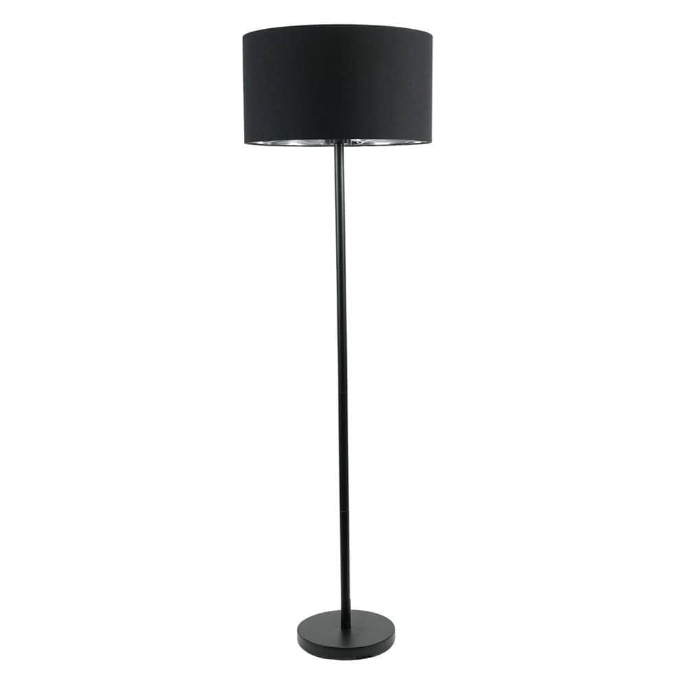 ValueLights Charlie Black Floor Lamp Black Chrome Shade and Bulb