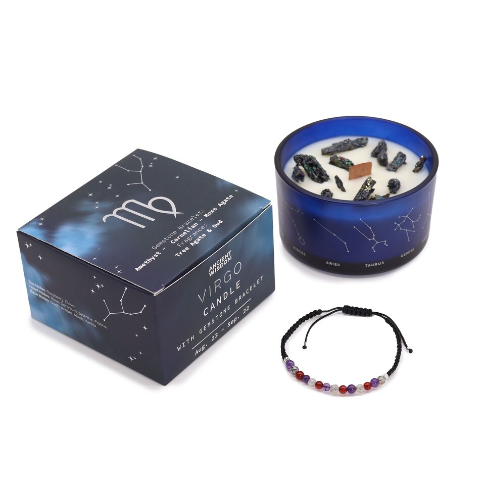 image 1 of Zodiac Crystal Candle with Gemstone Bracelet - Virgo