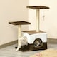 image 2 of PawHut Cat Tree Tower Kitten House Scratching Post with Mouse Toy Brown
