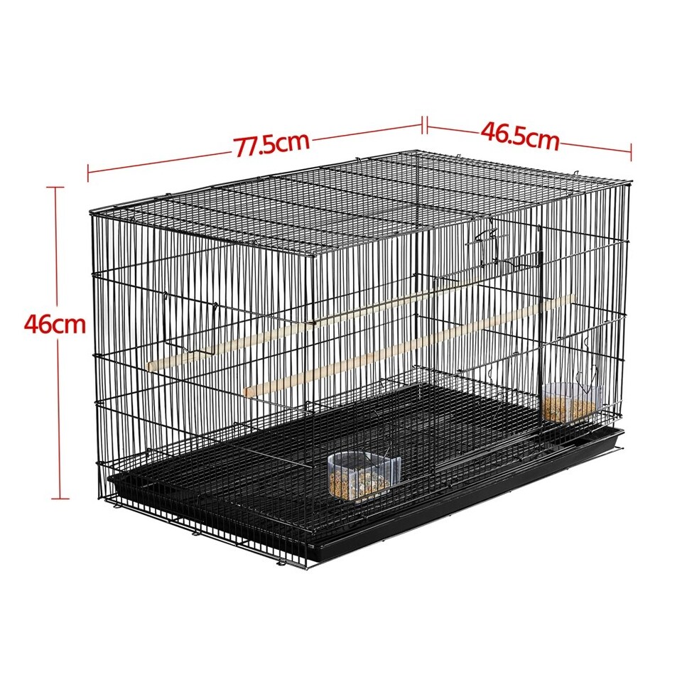 image 1 of Yaheetech 77.5 cm L x 46.5 cm W x 46 cm H Flight Cage w/ Slide-out Tray Black