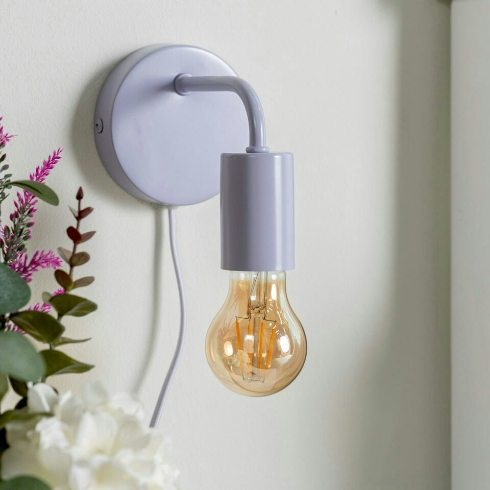 image 1 of ValueLights Jordy Plug in Colour Pop Lilac Wall Light