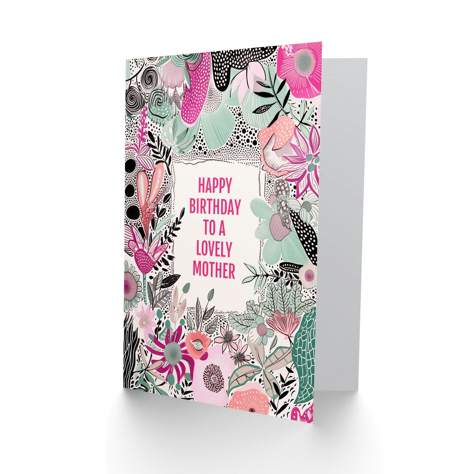 image 1 of Elegant Modern Boho Wildflowers Pink Flowers Mother Birthday Card