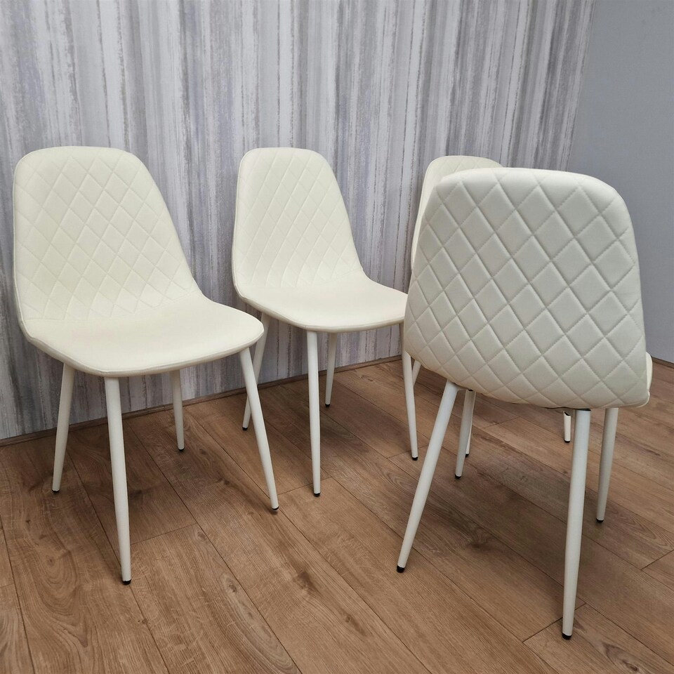 image 1 of Dining Chairs Set of 4 Cream Leather Kitchen Chairs Cream