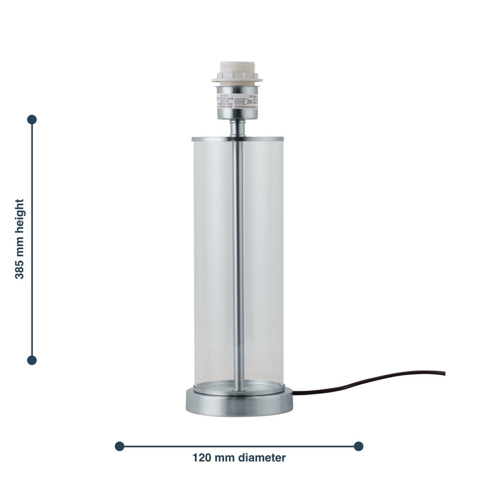 image 1 of Aura - Chrome with Glass Column Table Lamp Base | Chrome | Clear | Medium | 1