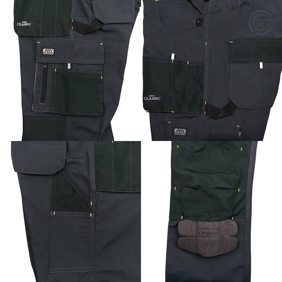 image 1 of Artmas Classic Grey Protective Work Trousers, 9 Storage Pockets, Knee Pad Sections, 260gsm (28/30 Inch - 46 EU)