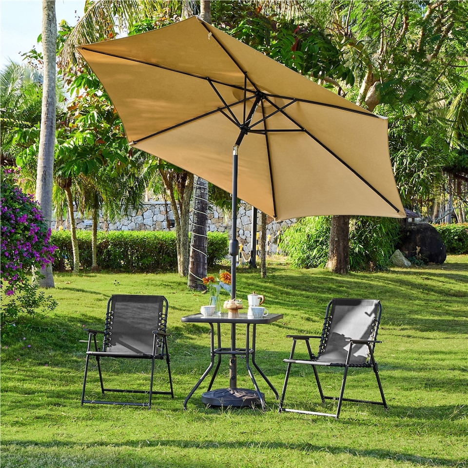 image 1 of Yaheetech Set of 2 Outdoor Texteline Folding Dining Chairs with Backrest-Dark Grey | Grey | Dark Grey | One Size | 1