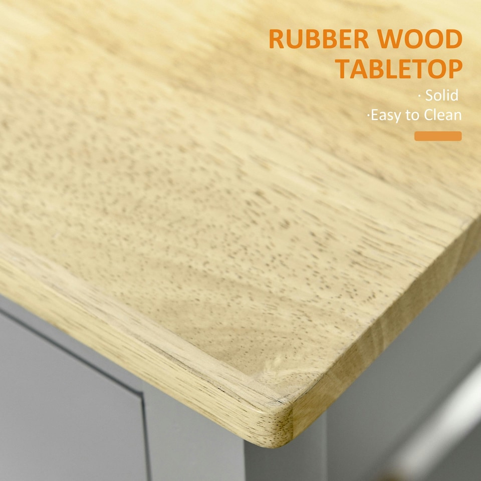 image 1 of HOMCOM Kitchen Trolley Utility Cart on Wheels with Rubberwood Worktop Towel Rack