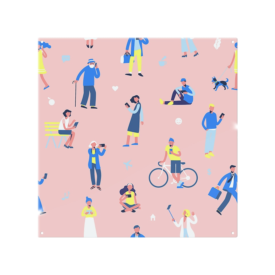 image 1 of Different People With Mobile Phones And Gadgets Splash Back | White