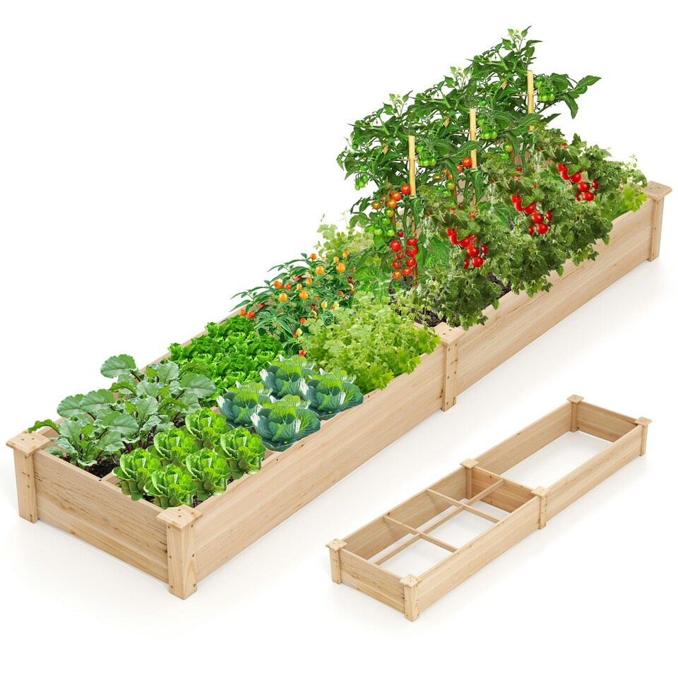 image 1 of COSTWAY Wooden Raised Garden Bed Elevated Planting Bed N/A