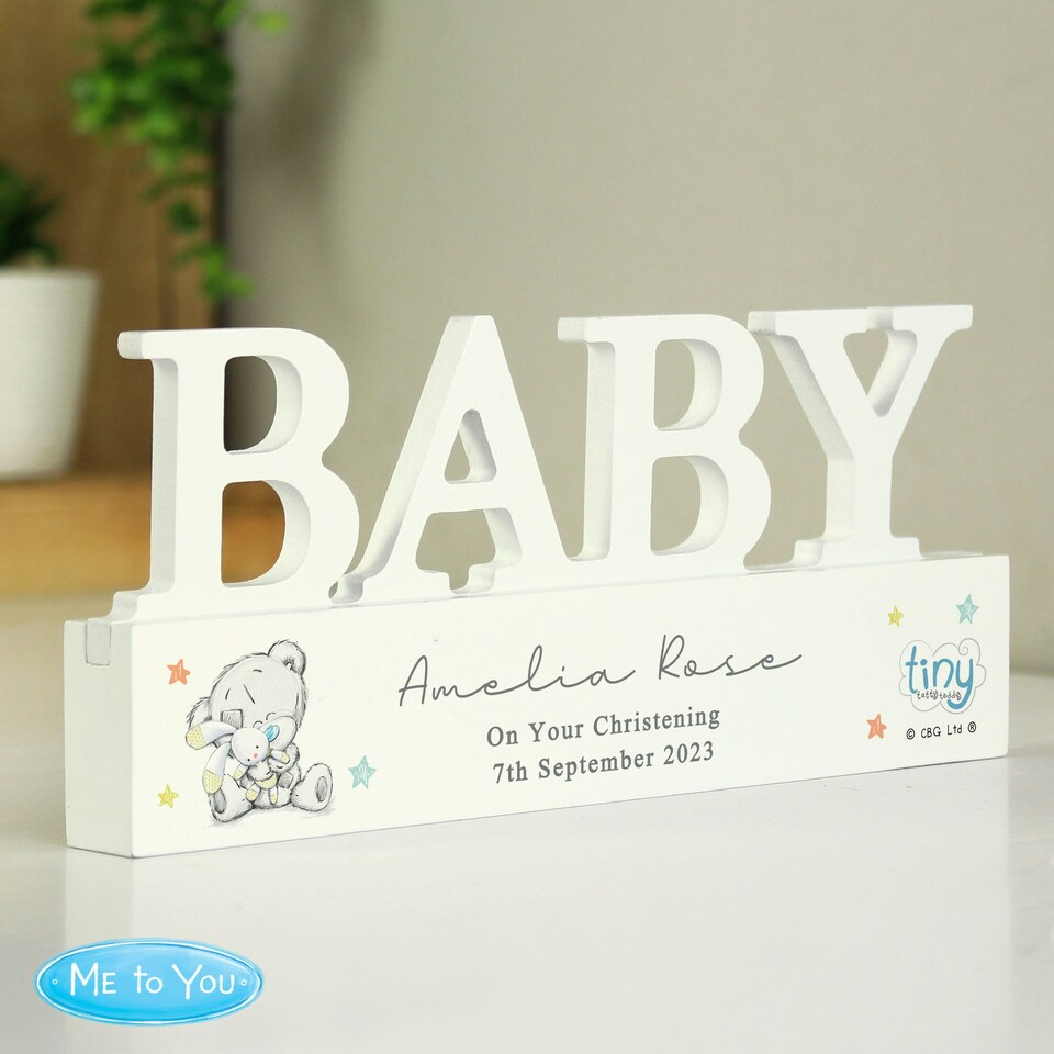 image 1 of Personalised Tiny Tatty Teddy Wooden Baby Ornament